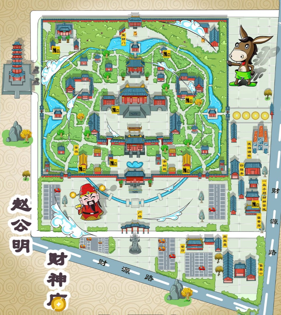 晋城寺庙类手绘地图