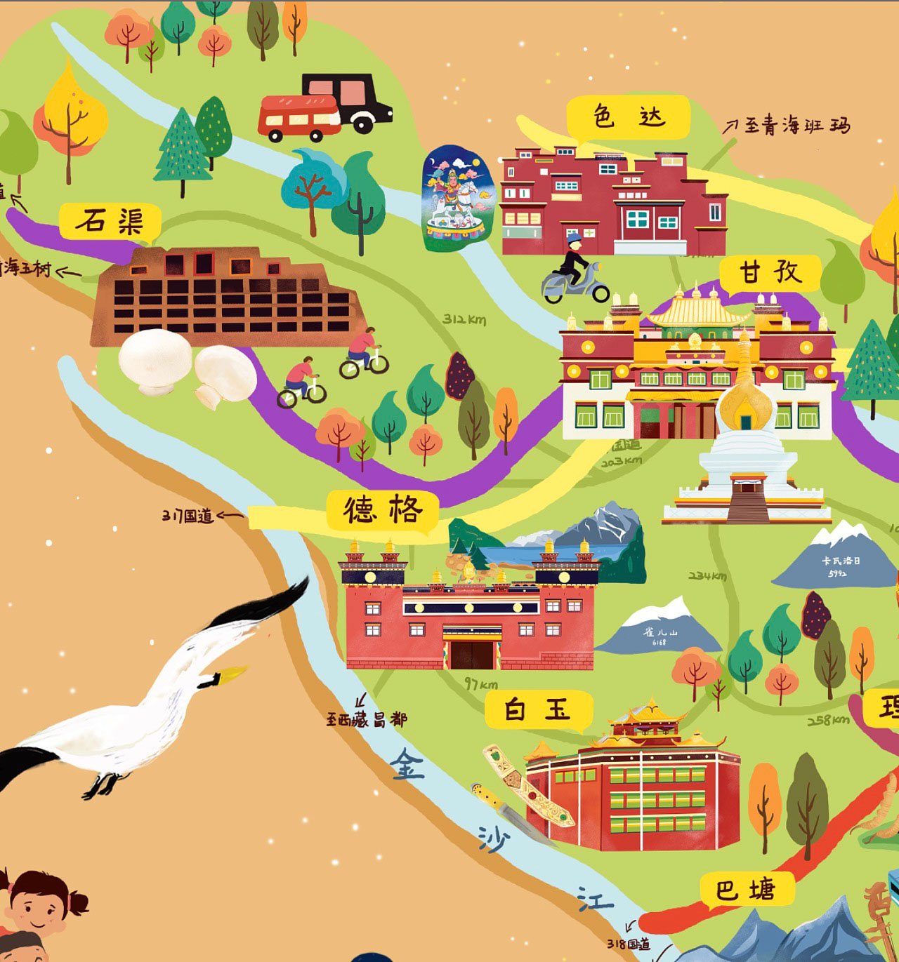 晋城手绘地图景区的文化宝库